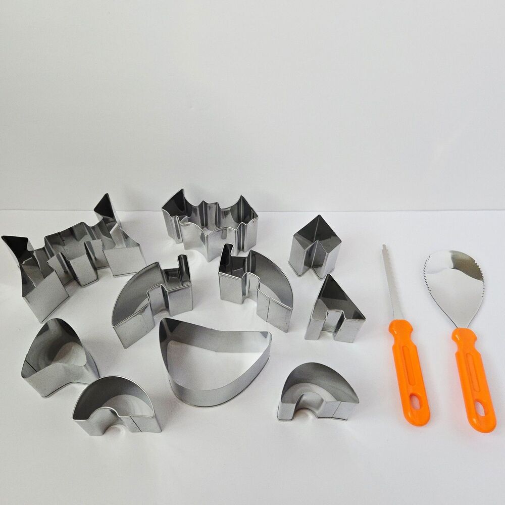 Halloween Pumpkin Carving Kit Stainless Steel Shape Molds & Tools 12 Pc